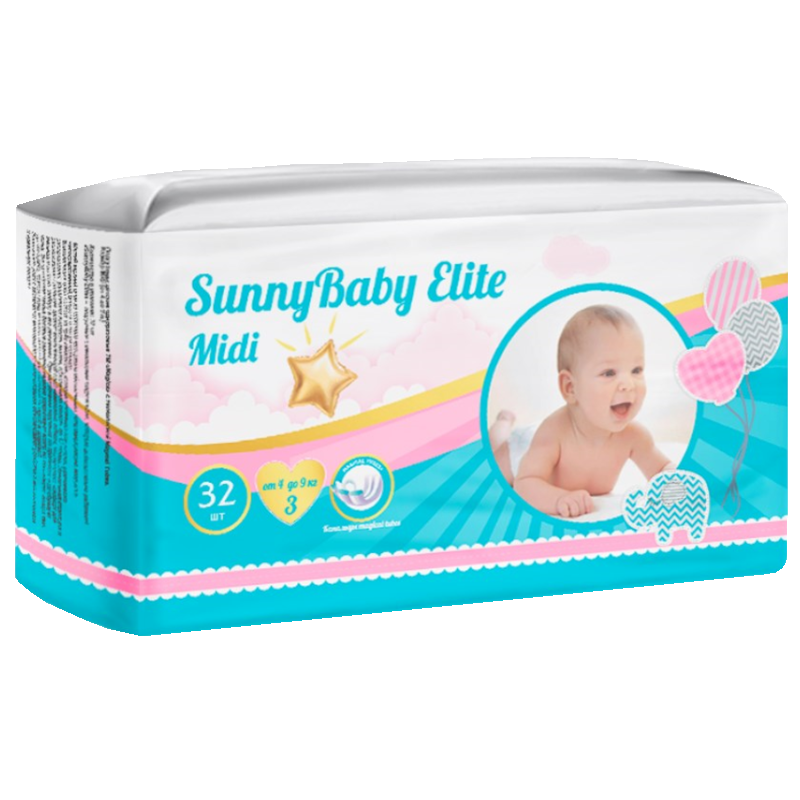 фото упаковки Sunnybaby Elite Подгузники детские midi