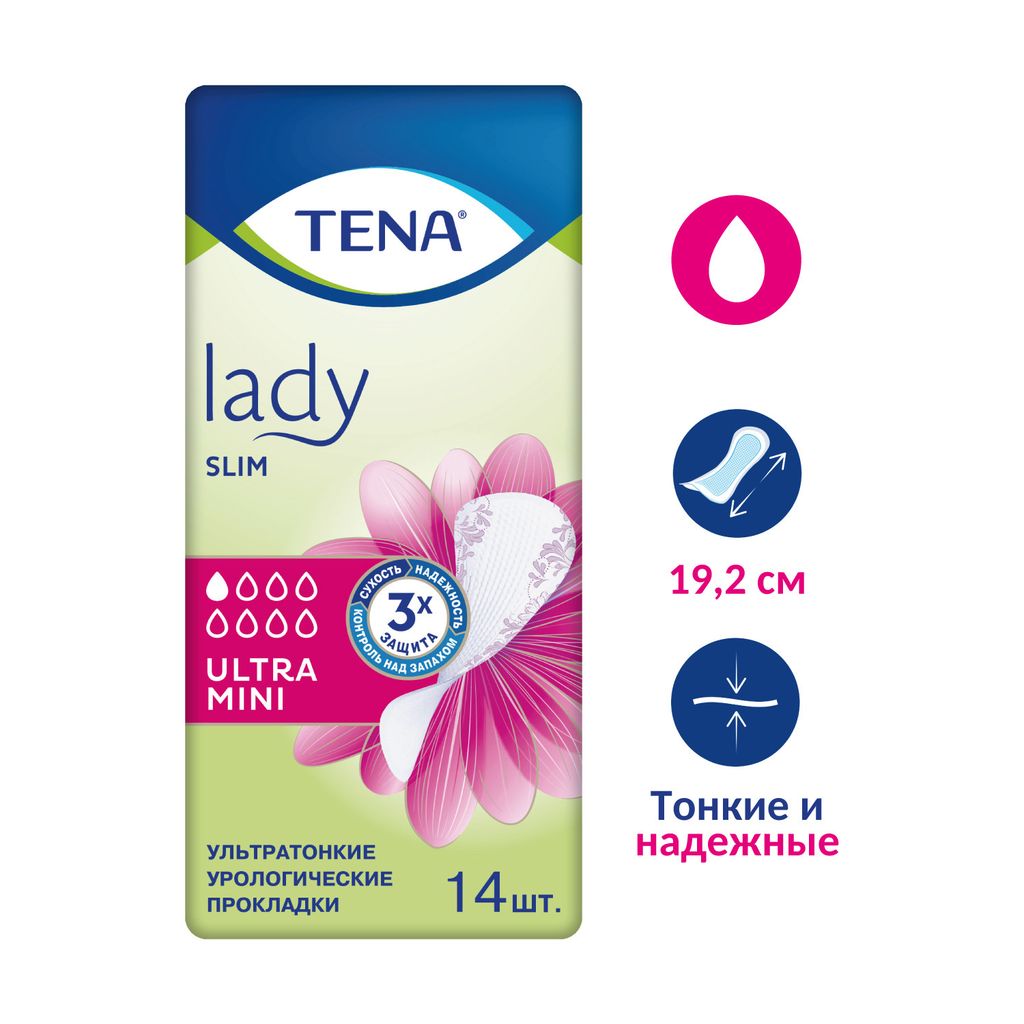 Прокладки урологические Tena Lady Slim Ultra Mini, прокладки урологические, 1 капля, 14 шт.