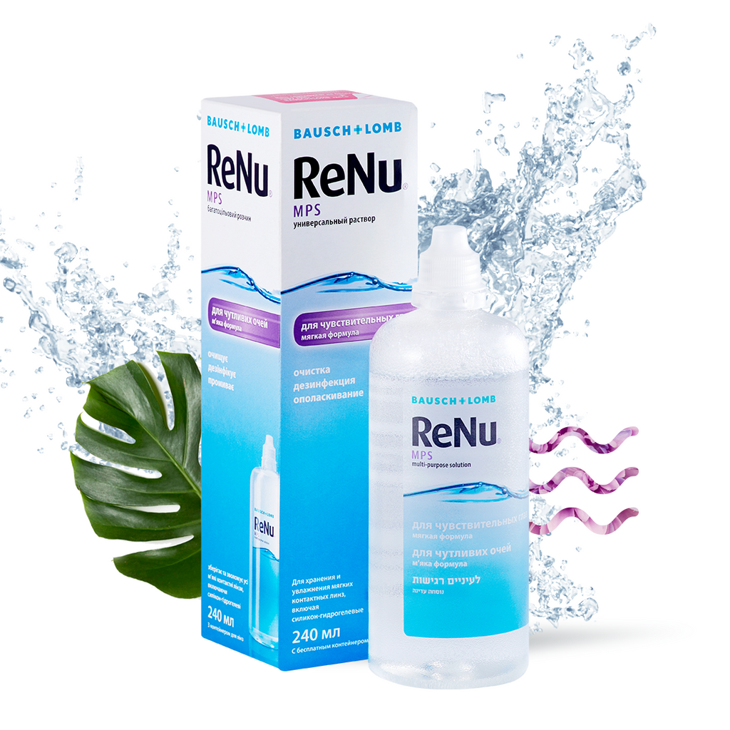 ReNu MPS для чувствительных глаз, раствор для обработки и хранения мягких контактных линз, 240 мл, 1 шт.