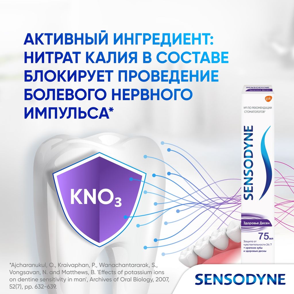 Зубная паста Sensodyne Здоровье Десен, паста зубная, 75 мл, 1 шт.