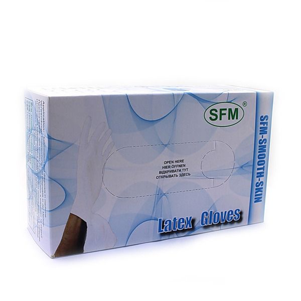 фото упаковки SFM Перчатки смотровые латексные нестерильные опудренные