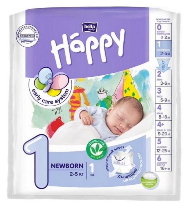 фото упаковки Bella Baby Happy Newborn Подгузники детские