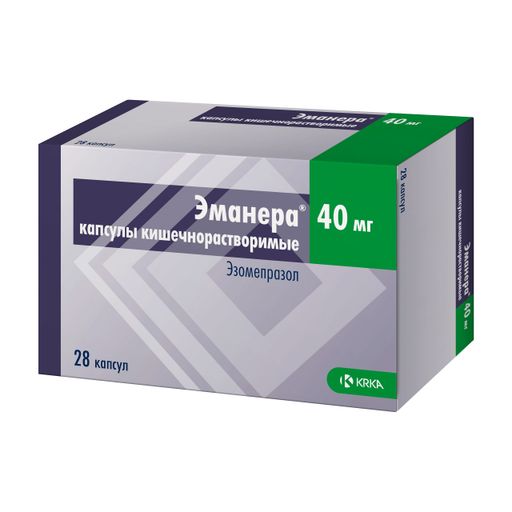 Эманера, 40 мг, капсулы кишечнорастворимые, 28 шт.