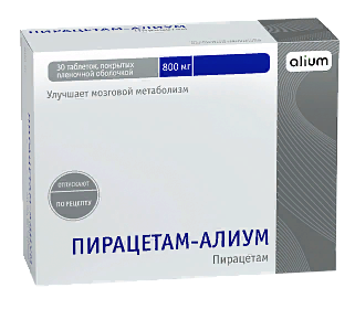 Пирацетам-Алиум, 800 мг, таблетки, покрытые оболочкой, 30 шт.