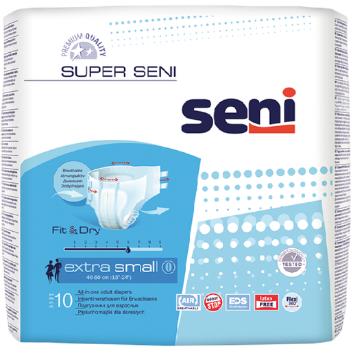 Seni Super Подгузники для взрослых, Extra Small, 40-60см, 10 шт.