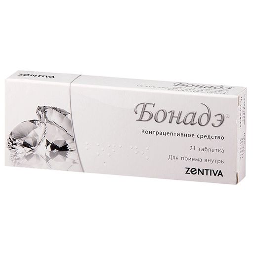 Бонадэ, 2 мг+0.03 мг, таблетки, покрытые пленочной оболочкой, 21 шт.