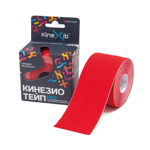 Kinexib Pro Бинт кинезио-тейп с усиленной фиксацией, 5х500см, красный, 1 шт.